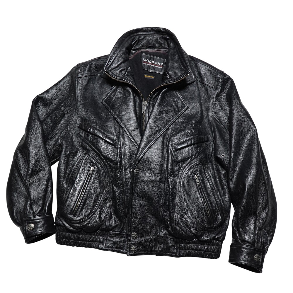 Wilsons Leather Jacket Mens XL Black Heavyweight Bomber Thinsulate Insulated